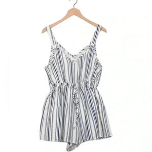 LF Seek the Label Blue & White Striped Paper-bag Waist Romper